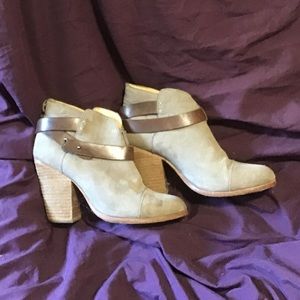 Gray brown booties.